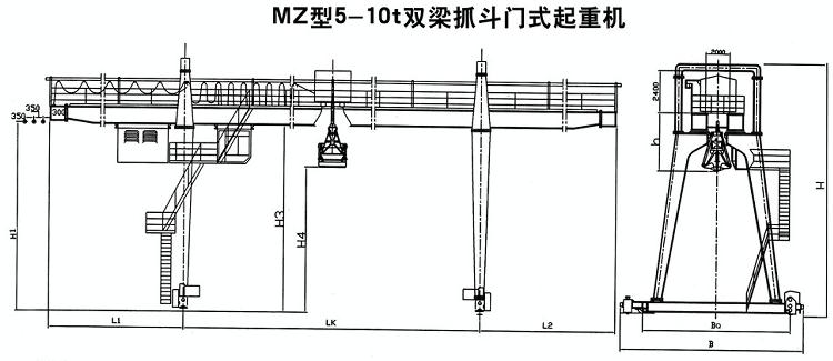 吊鉤雙梁橋式起重機結構圖