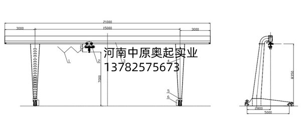 單梁偏掛龍門吊結(jié)構(gòu)圖